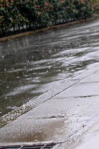 アスファルトと雨