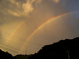 身を潜める虹・空から山へ