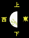 北中した上弦の月